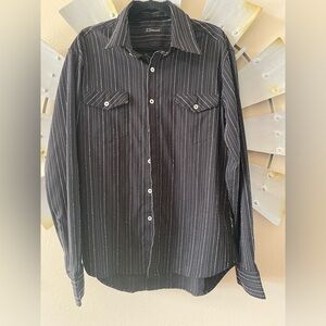 7 Diamonds Black and White Striped Shirt
